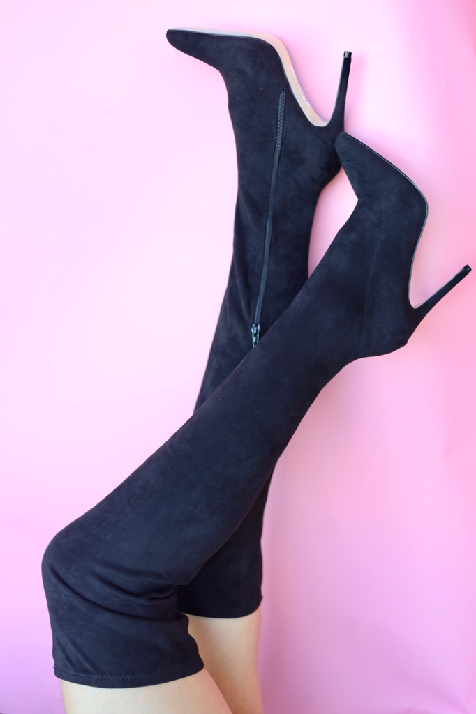 BOTA LARGA GAMUZA NEGRO