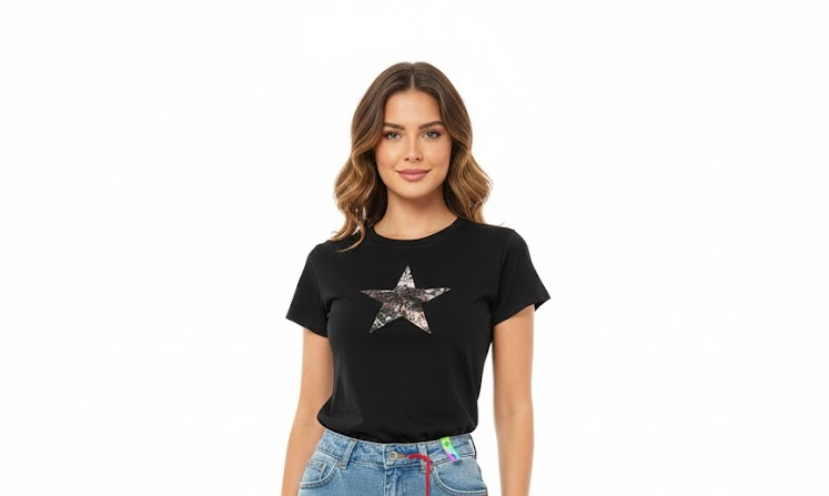 [BLUSA BEAR DANCE  ESTRELLA CAMUFLAGE G1394 NEGRO S] BLUSA ESTRELLA CAMUFLAGE NEGRO (S)