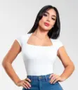 BLUSA MANGA CORTA CUELLO CUADRADO 
