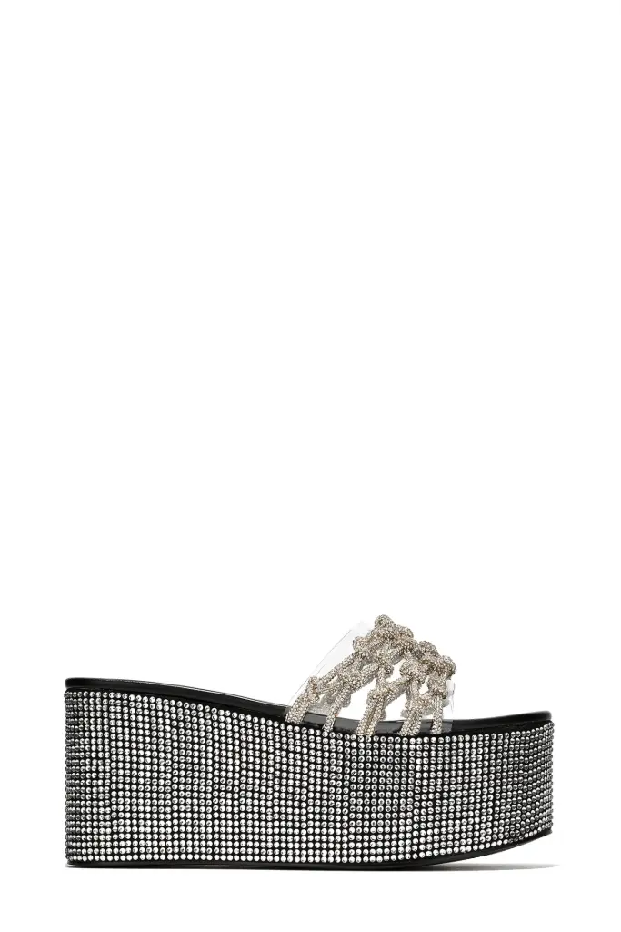 SANDALIA DE TACON CON BRILLOS Y TRANSPARENCIA