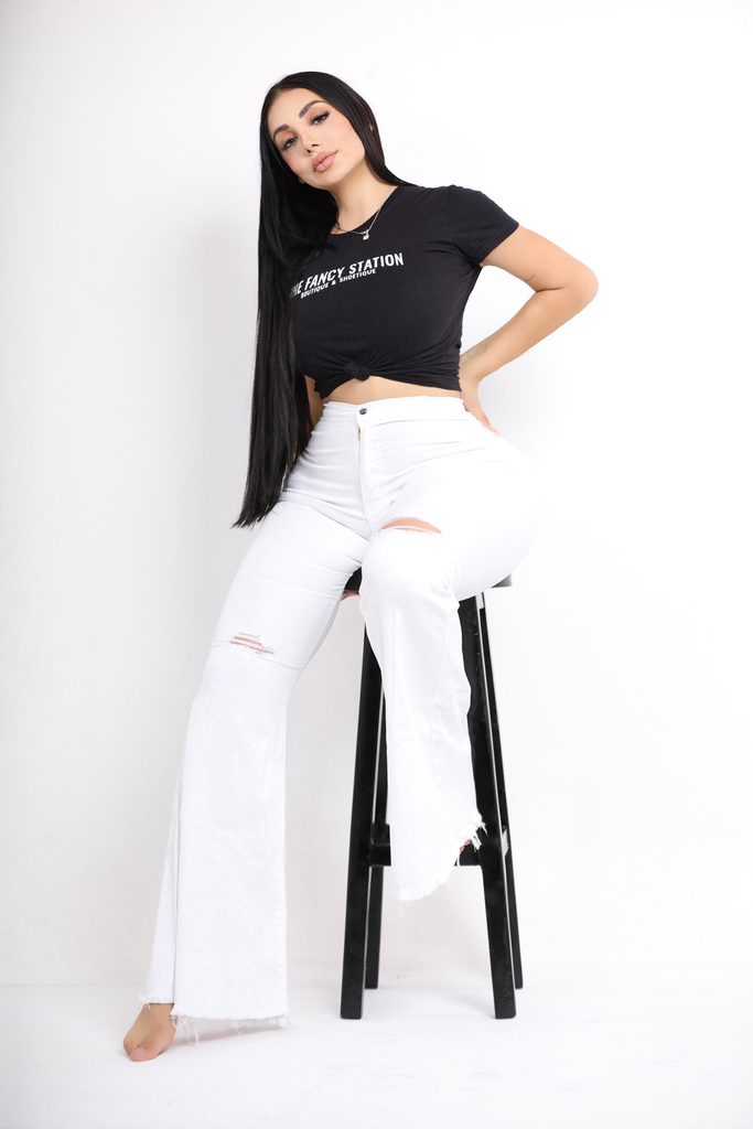 PANTALON VIBRANT CAMPANA BLANCO 