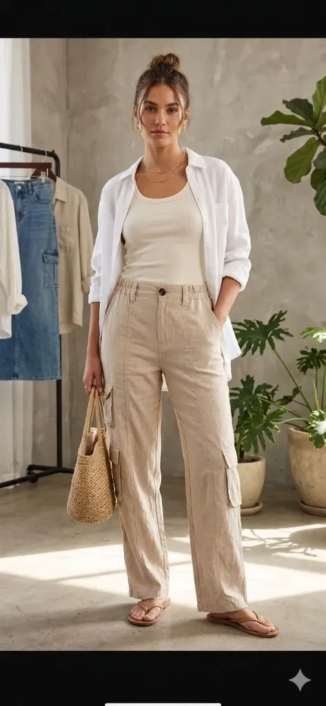 [PANTALON LOVE TREE LINO CARGO 6884PH] PANTALON LINO CARGO (S)