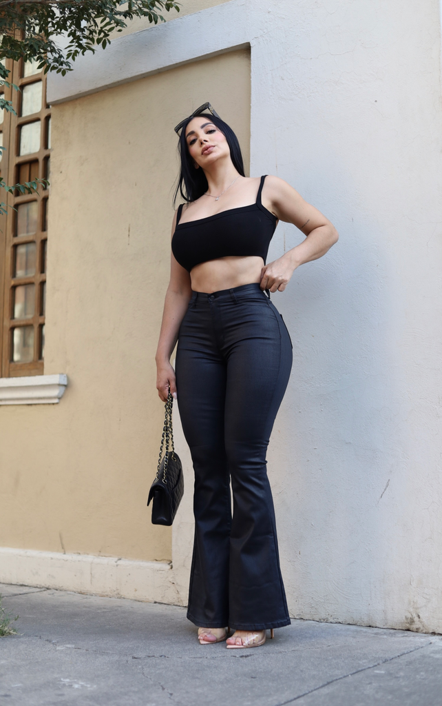 PANTALON VIBRANT VINIPIEL CAMPANA CON  DOBLE PUSH 