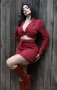 VESTIDO CORTO TIPO BLAZER CON NUDO EN PARTE DELANTERA