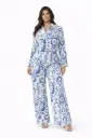 SET DE BLUSA Y PANTALON ESTAMPADO FORAL AZUL Y BLANCO