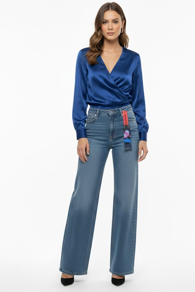 [TOP MOST LOVE 4004-07-08 ROYAL S] BODY CON ESCOTE PROFUNDO Y HOMBRERAS  (Royal, S)