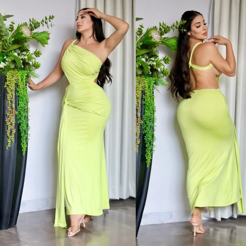 VESTIDO BASICO LARGO STRAPLE UN HOMBRO