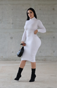 VESTIDO BASICO MIDI AJUSTADO CUELLO TORTUGA