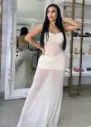 VESTIDO LARGO CON TRANSPARENCIA