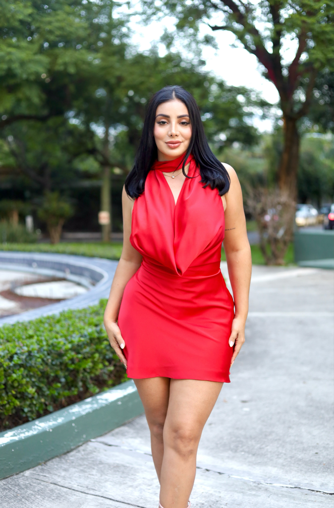 VESTIDO SATIN CORTO HALTER 