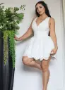 VESTIDO MINI SIN MANGAS CON BORDADO DE FLORES