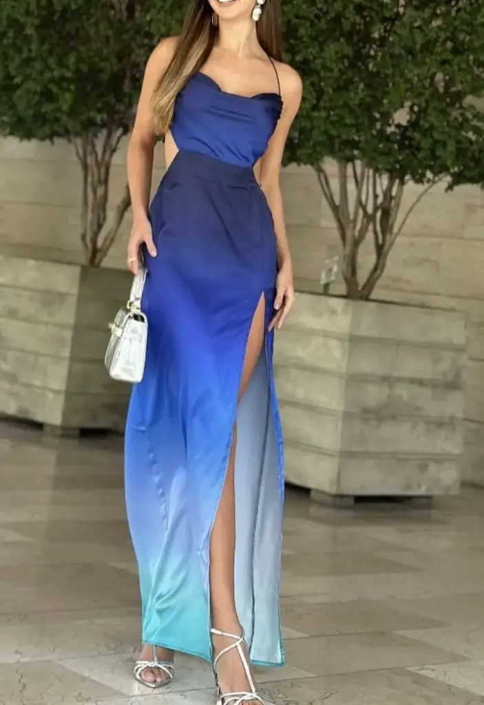 [vestido luxxel LD10233 BLUE GREEN MULTI S] VESTIDO BLUE GREEN DEGRADADO (S)
