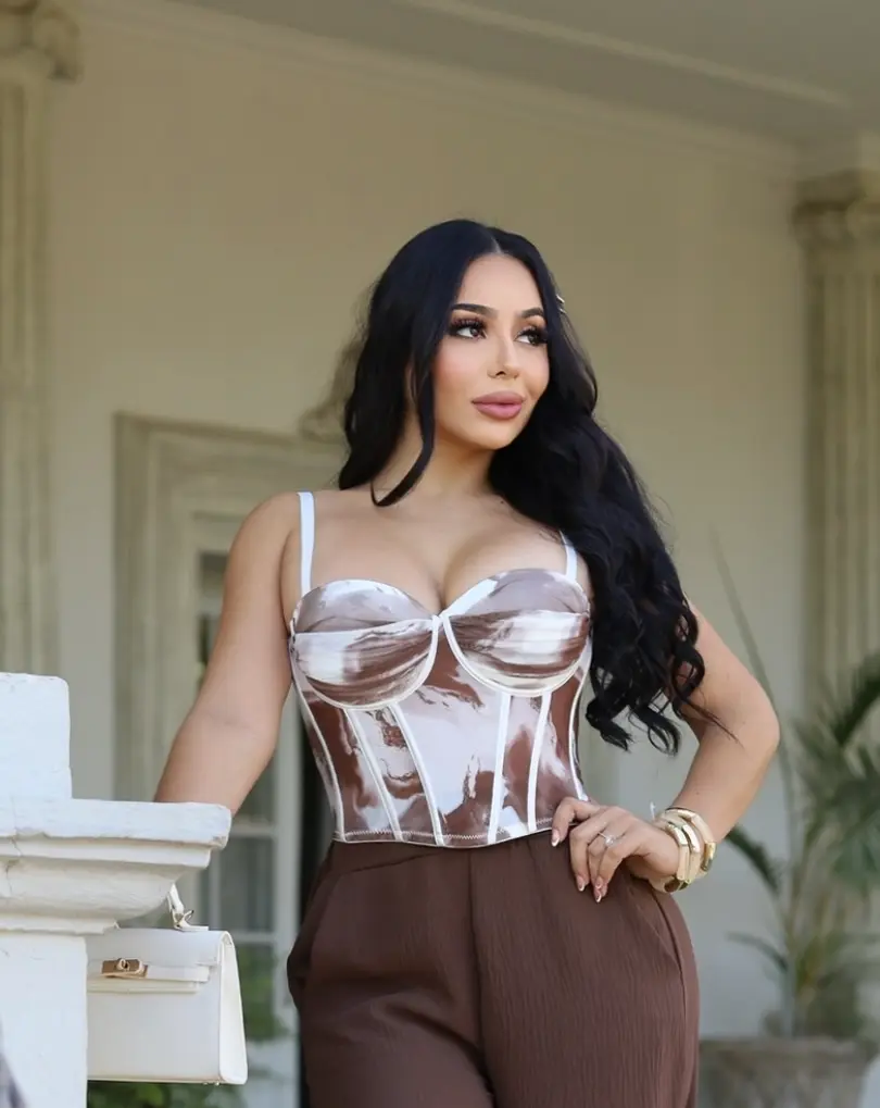 CORSET MESH BLANCO CON CAFE