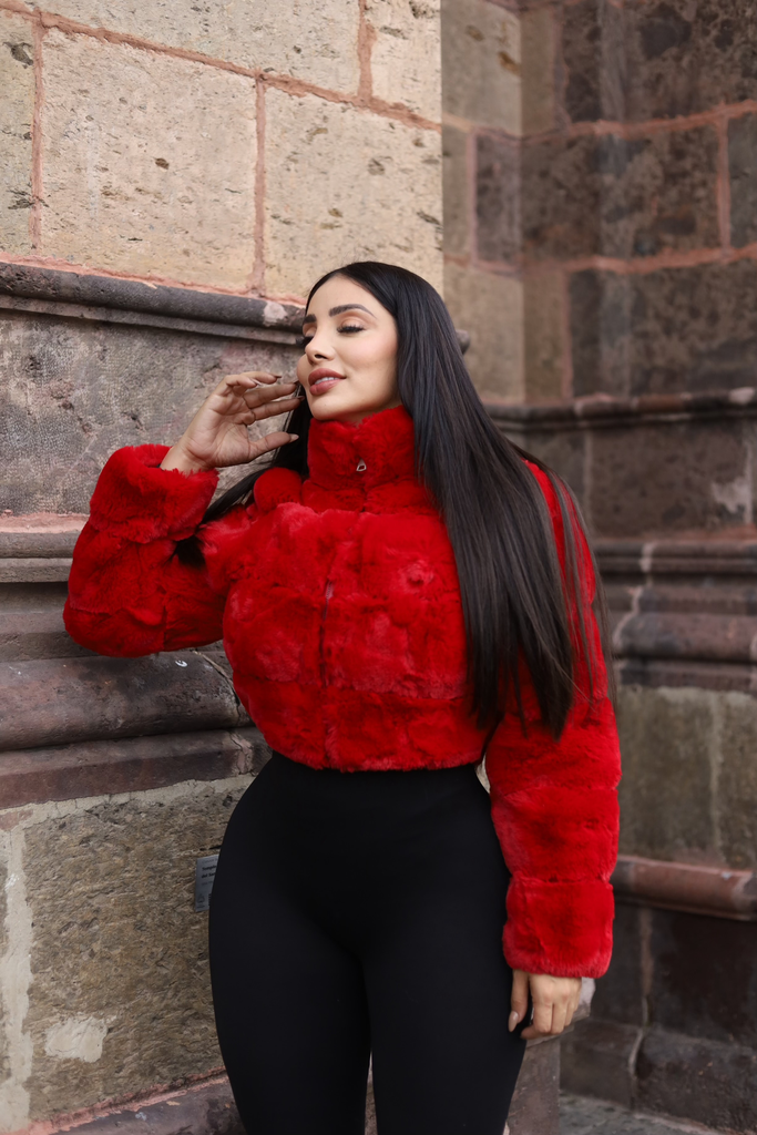 CHAMARRA CORTA DE PELUCHE CON CUELLO