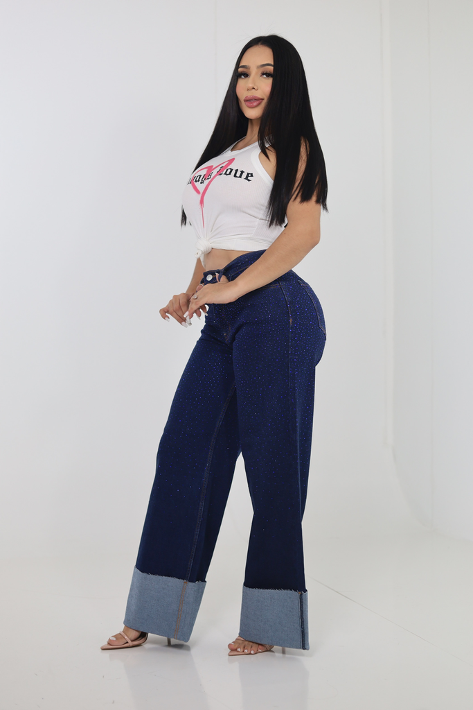 [PANTALON VIBRANT XPT643 INDIGO 1] PANTALON VIBRANT BRILLOS CON DOBLES OSCURO (1)