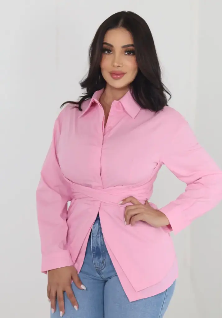 CAMISA MANGA LARGA CON BANDA EN CINTURA