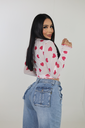 BLUSA MESH CON ESTAMPADO DE CORAZON
