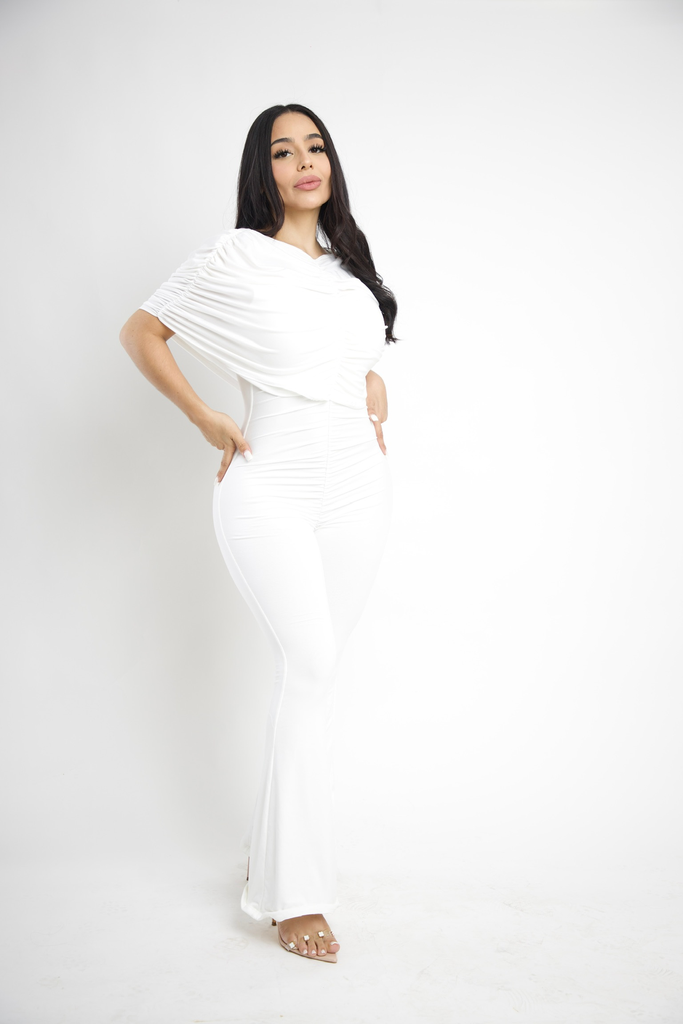 [ENTERIZO BASICO XJ4056 DRAPEADO S BLANCO] ENTERIZO BLANCO DRAPEADO Y FRUNCIDO (S)