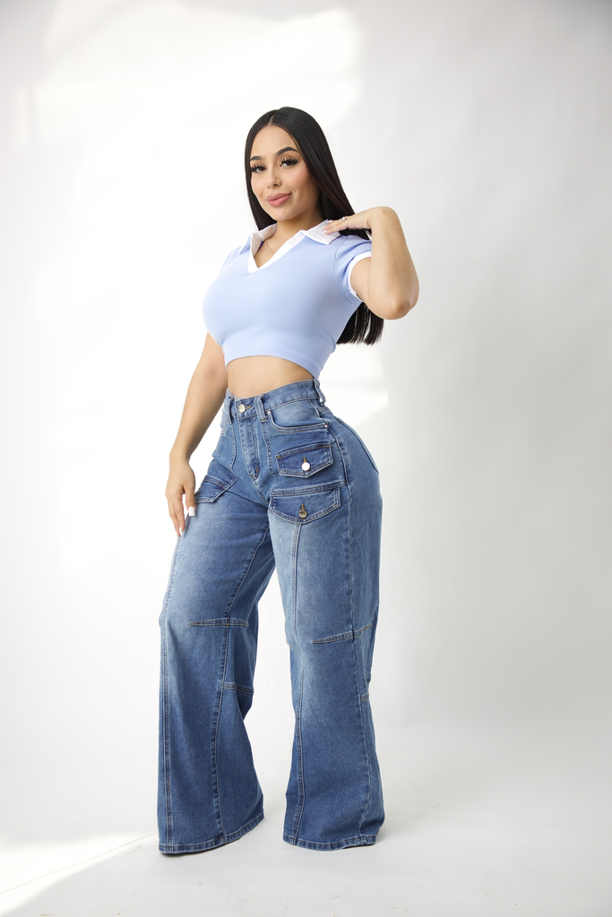 PANTALON DE MEZCLILLA TIPO CARGO