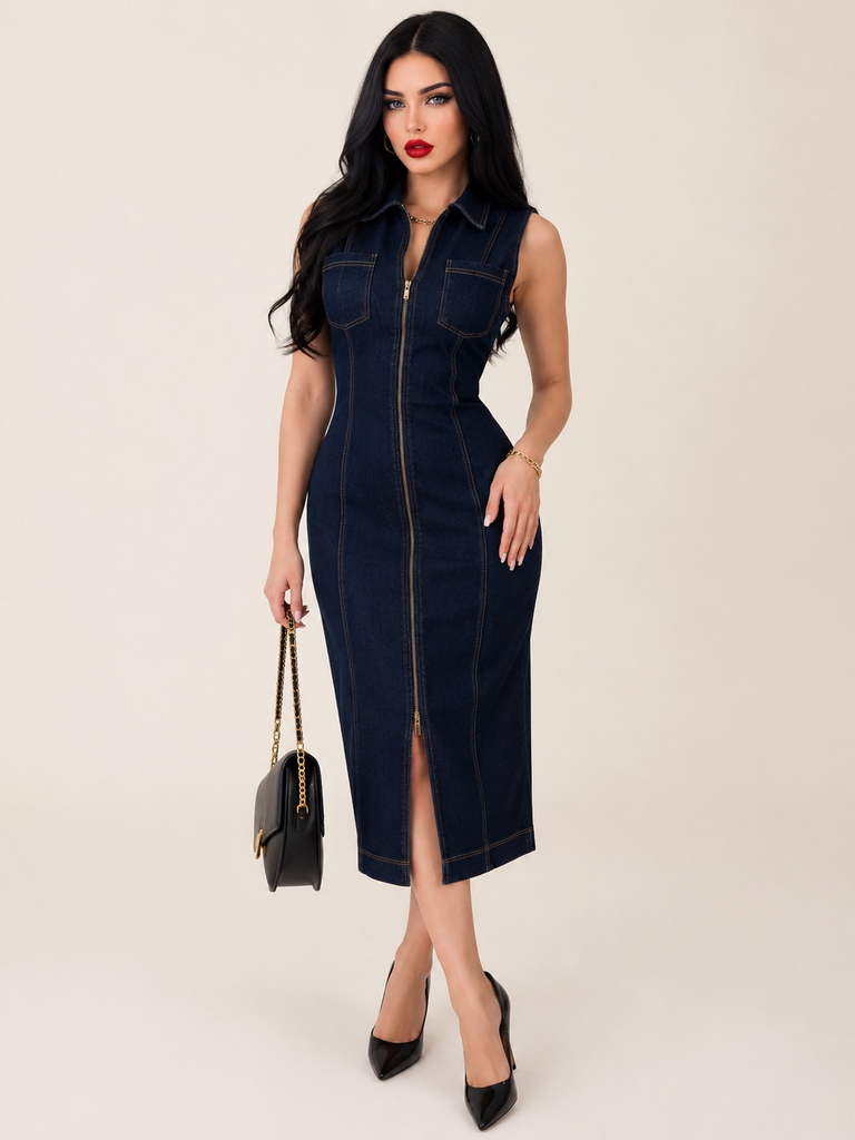 VESTIDO MIDI MEZCLILLA