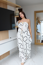 SET ESTAMPADO CON CAÍDA LARGA STRAPLESS
