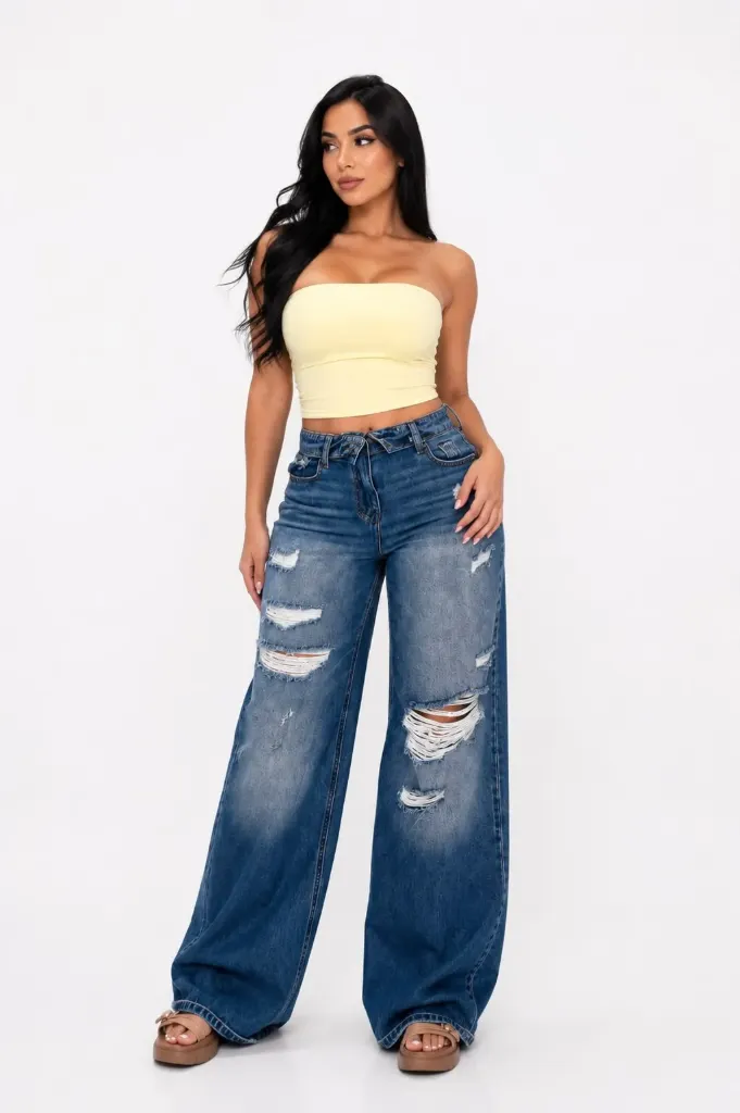 PANTALON CELLO WIDE LEG RASGADO