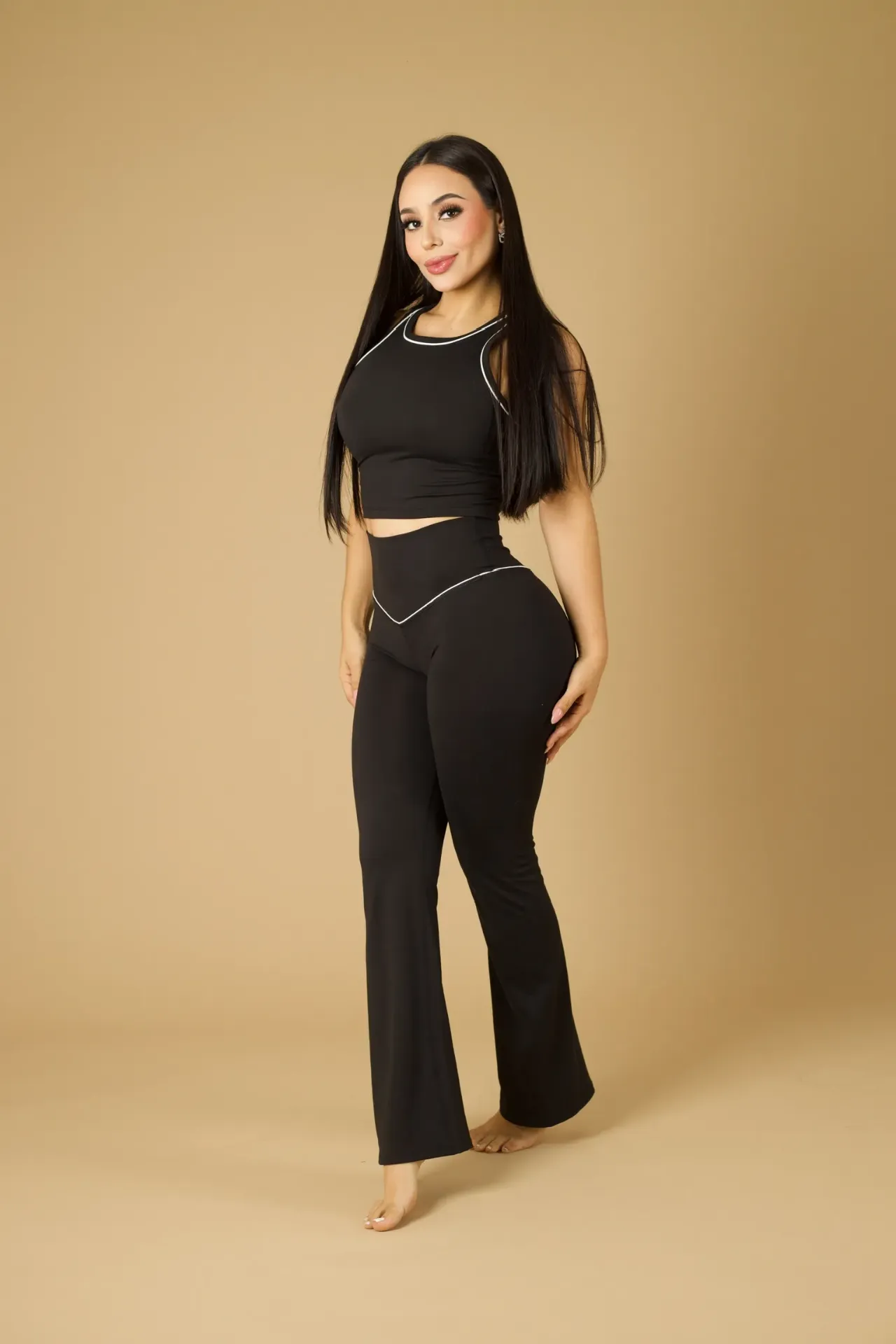 SET DEPORTIVO CON RIBETES (Negro, S)