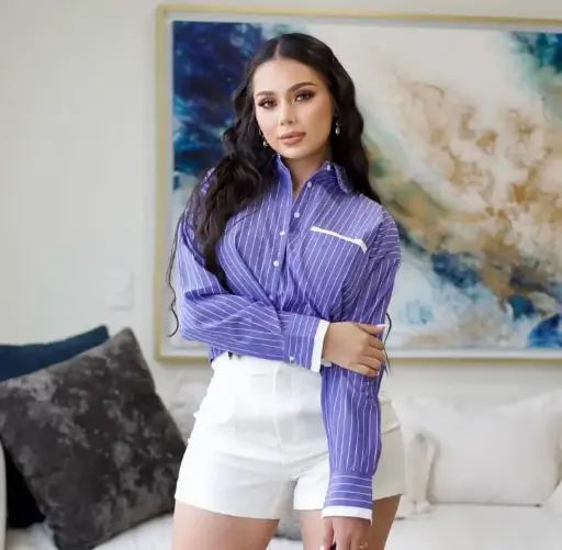 CAMISA CORTA MANGA LARGA RAYADA