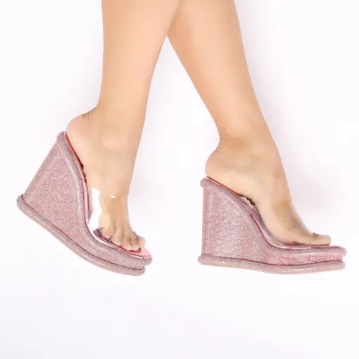 TACÓN CORRIDO CON BRILLOS ROSE GOLD