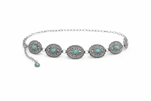 FAJO OVALADO DE CADENA CON PIEDRA