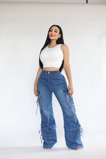 PANTALON VIBRANT CARGO CON RESORTE Y BOLSAS 