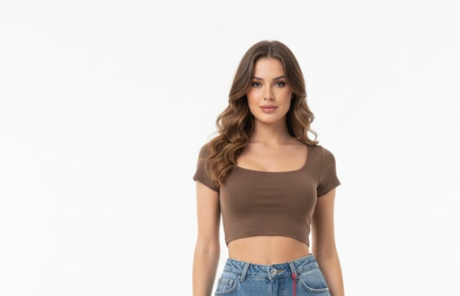 TOP MANGA CORTA CON CUELLO REDONDO 