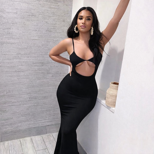 VESTIDO BASICO TIRANTES CON ABERTURA DEBAJO DEL PECHO