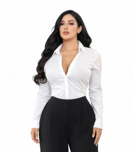 BLUSA VESTIR DE MANGA LARGA CON CUELLO 