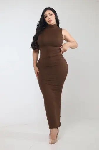 VESTIDO BASICO CUELLO DE TORTUGA SIN MANGA 