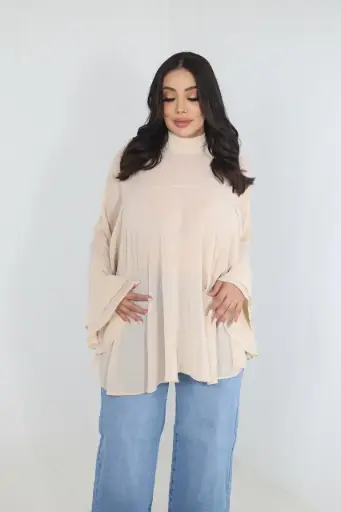 BLUSA BEIGE DE MANGA MARIPOSA