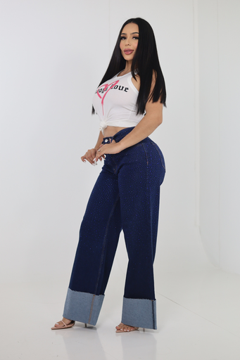 PANTALON VIBRANT BRILLOS CON DOBLES OSCURO